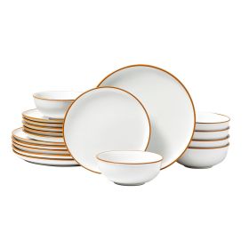 Dinnerware Set, Service for 6 (18 PCS), Round Plates and Bowls Sets, Scratch Resistant Ceramic Dinner Ware