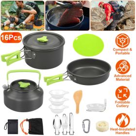 16 Camping Cookware Sets (Option: Dark Grey Green)
